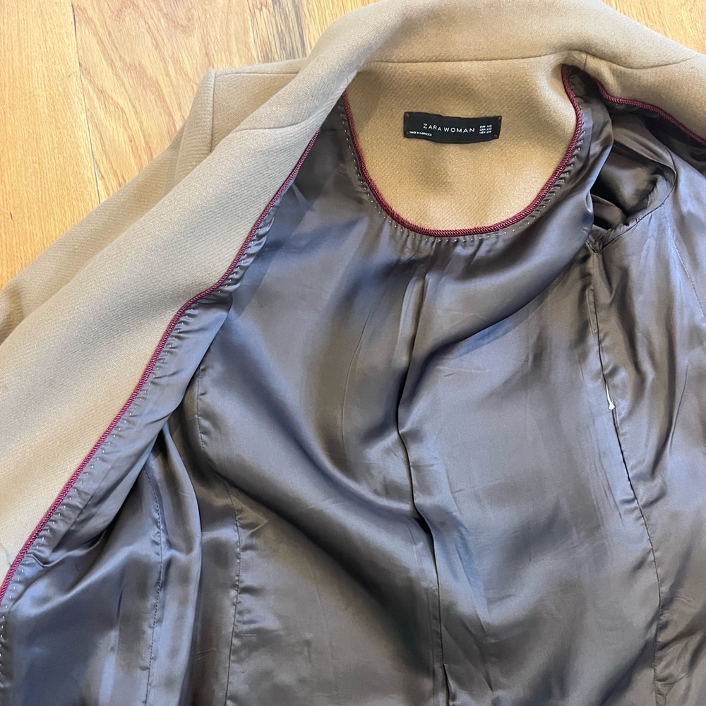 Zara Wool Blend Overcoat In Camel - image 6
